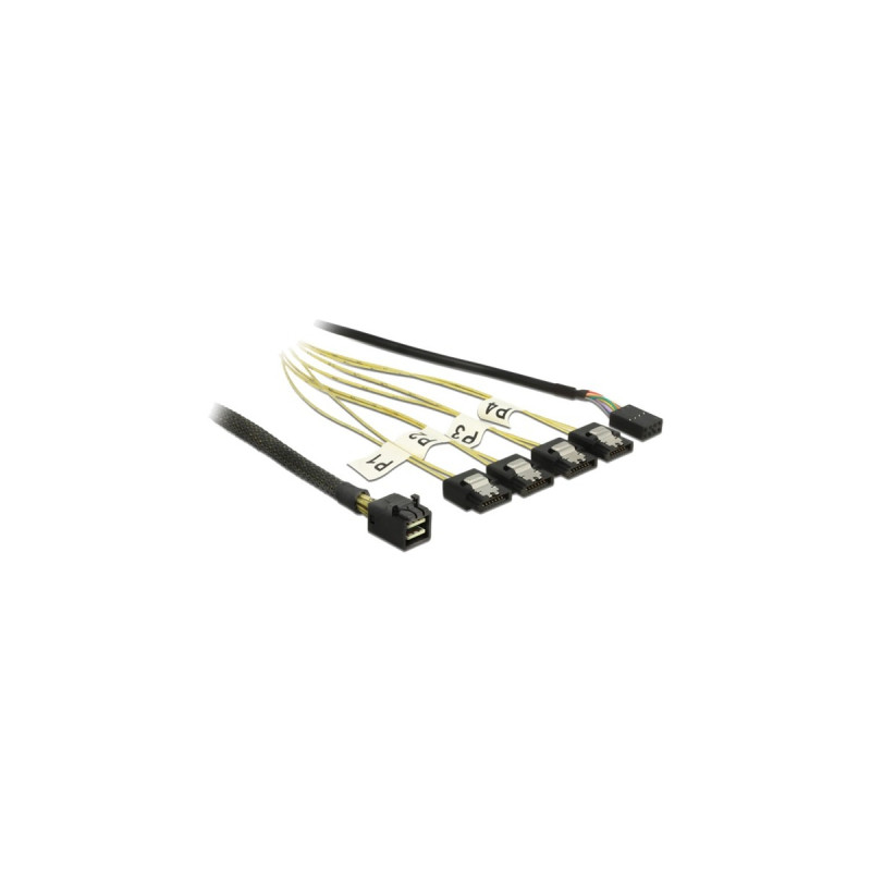 4x SATA 7 Pin Reverse(schwarz, 1 Meter, mit Sideband)
