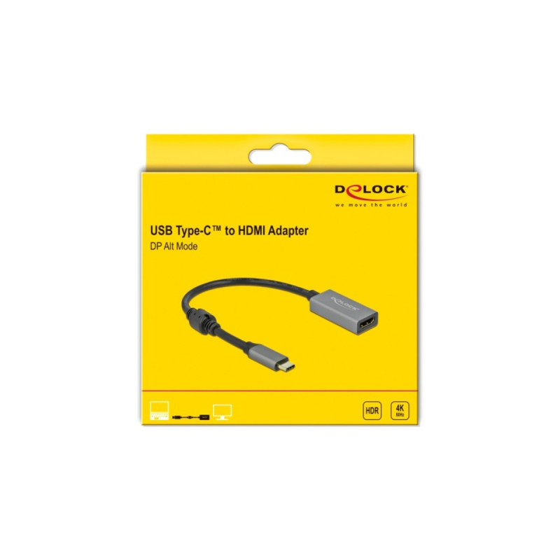 HDMI Buchse(grau/schwarz, 20cm, 4K 60 Hz, HDR)