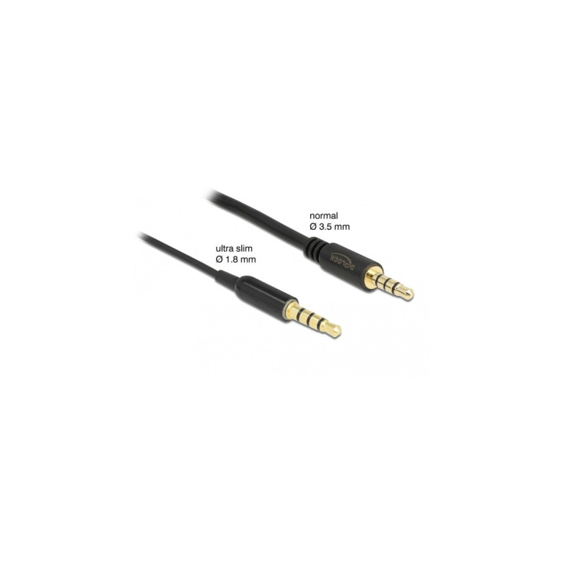 3,5mm 4Pin Buchse Ultra Slim(schwarz, 0,5 Meter)