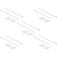 DeLOCK Befestigungssockel 25 x 25mm mit Kabelbinder L 300 x B 4,8mm(weiß, 10 Paar)