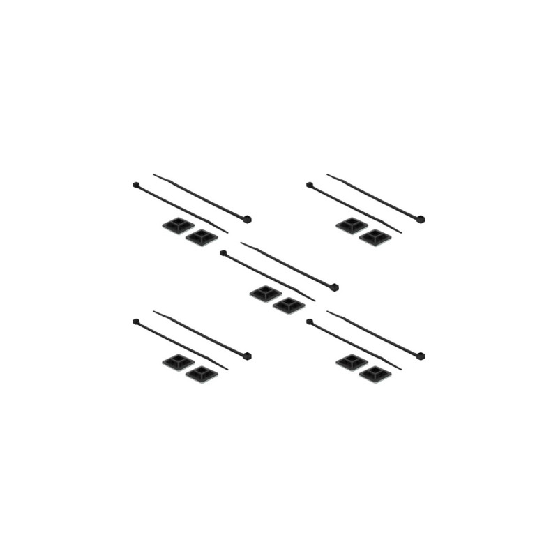 DeLOCK Befestigungssockel 28 x 28mm mit Kabelbinder L 300 x B 3,4mm(schwarz, 10 Paar)