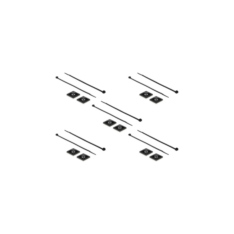 DeLOCK Befestigungssockel 30 x 30mm mit Kabelbinder L 200 x B 4,8mm(schwarz, 10 Paar)