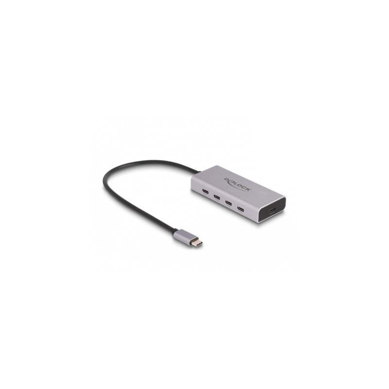 DeLOCK DeLock USB 10 Gbps USB Type-C Hub mit 4 x USB Type-C + 1 x USB Type-C PD 85 Watt, USB-Hub(grau)