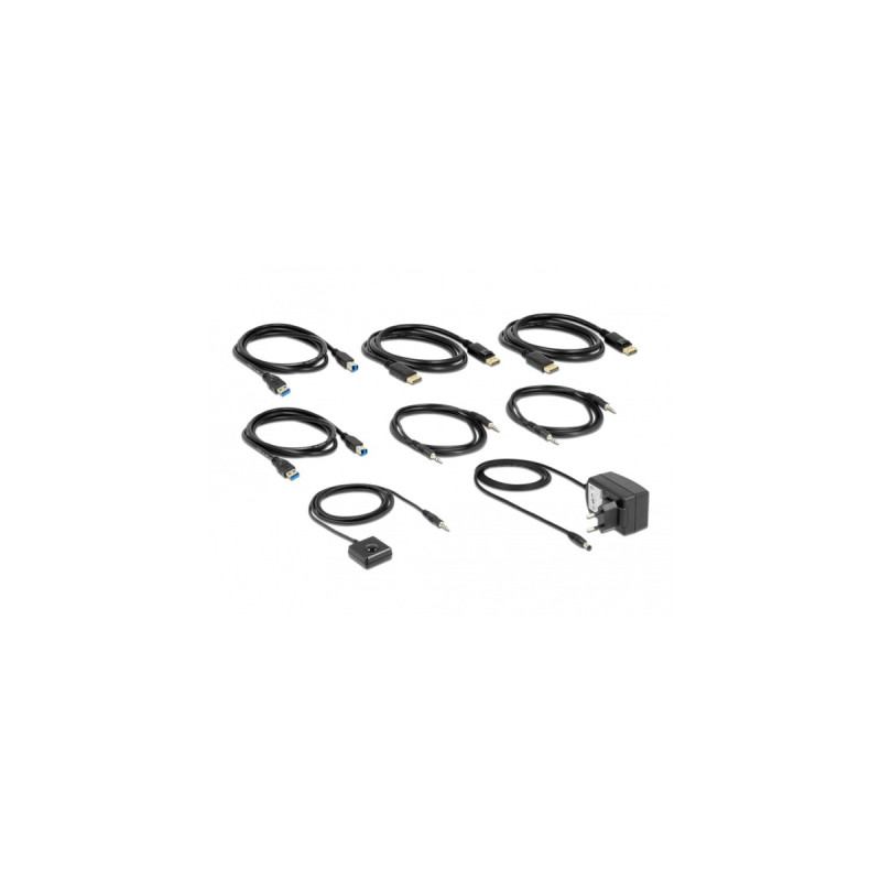 DeLOCK DisplayPort 1.4 KVM Switch, 8K 60Hz, USB 3.2 Gen 1, Audio, KVM-Switch(grau/schwarz)