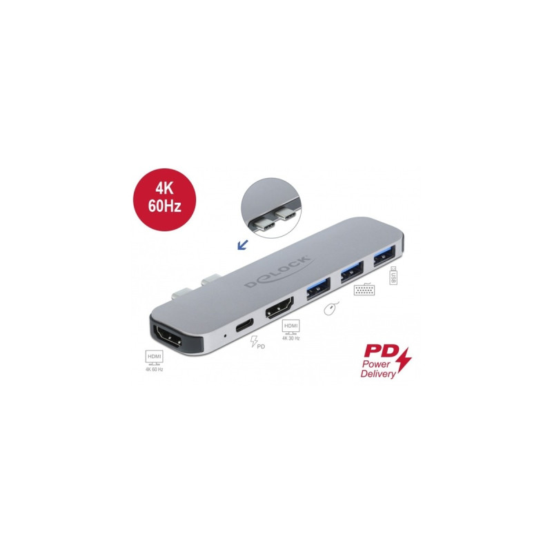 DeLOCK Dockingstation für MacBook(grau, Dual HDMI, Power Delivery)