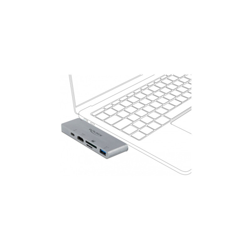 DeLOCK Dockingstation für MacBook mit 4K und PD 3.0(grau, USB-C, HDMI, SD, MicroSD)