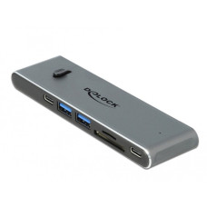 DeLOCK Dual USB Type-C mit HDMI / USB 3.2 / SD / PD 3.0, Dockingstation(grau)