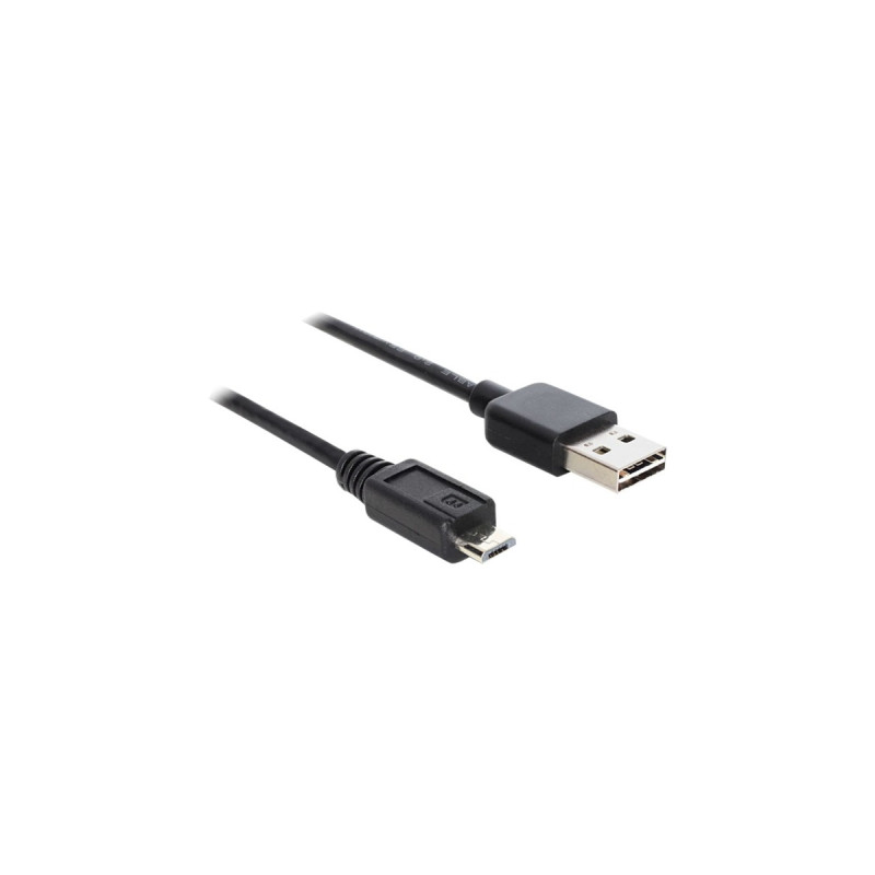 Micro-USB Stecker(schwarz, 3 Meter, USB-A Stecker beidseitig verwendbar)