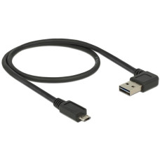 Micro-USB Stecker 90°(schwarz, 0,5 Meter, rechts / links abgewinkelt, beidseitig verwendbar)
