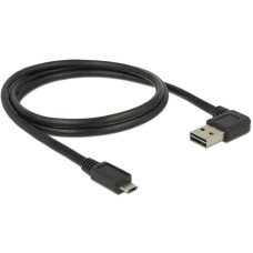 Micro-USB Stecker 90°(schwarz, 1 Meter, rechts / links abgewinkelt, beidseitig verwendbar)