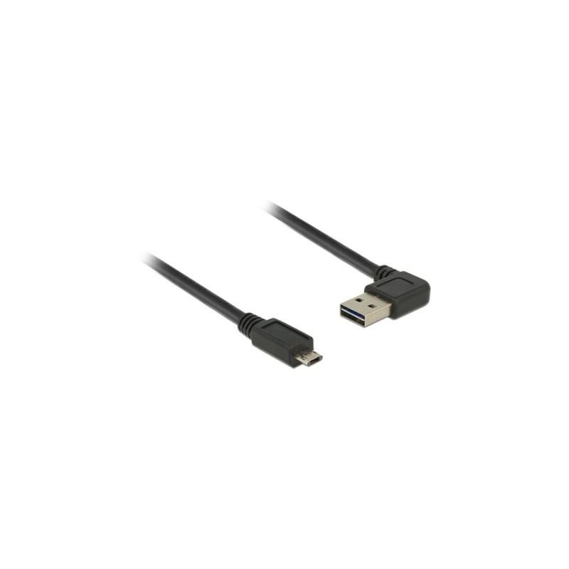 Micro-USB Stecker 90°(schwarz, 1 Meter, rechts / links abgewinkelt, beidseitig verwendbar)