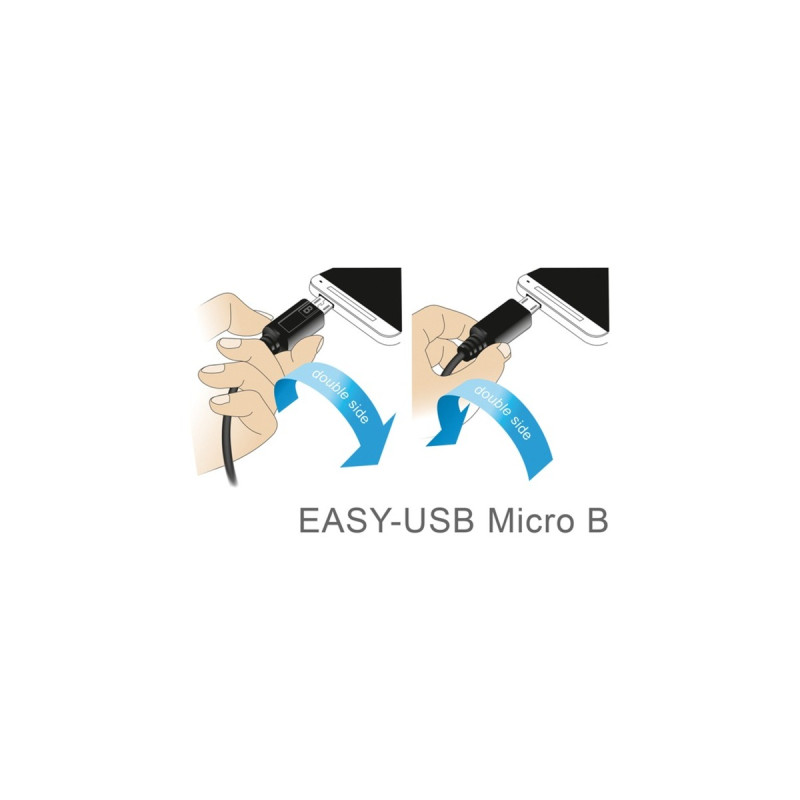 Micro-USB Stecker 90°(schwarz, 1 Meter, rechts / links abgewinkelt, beidseitig verwendbar)