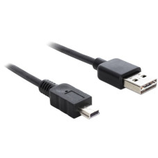 Mini USB-B Stecker(schwarz, 1 Meter, USB-A Stecker beidseitig verwendbar)