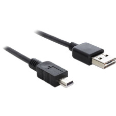 Mini USB-B Stecker(schwarz, 3 Meter, USB-A Stecker beidseitig verwendbar)