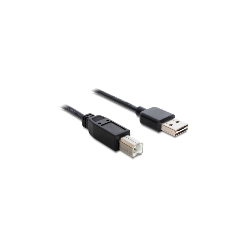 USB-B Stecker(schwarz, 0,5 Meter, USB-A Stecker beidseitig verwendbar)