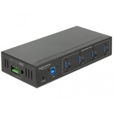 DeLOCK Externer Industrie Hub 4 x USB 3.0 Typ-A, USB-Hub(schwarz)