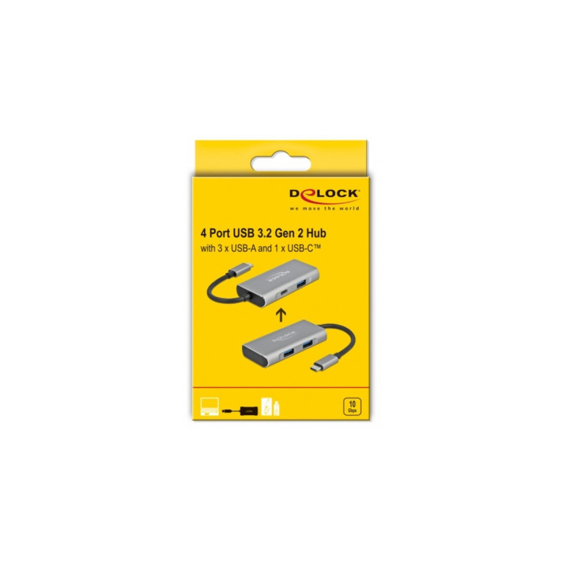 DeLOCK Externer USB 3.2 Gen 2 USB Type-C Hub, USB-Hub(grau, USB-C)