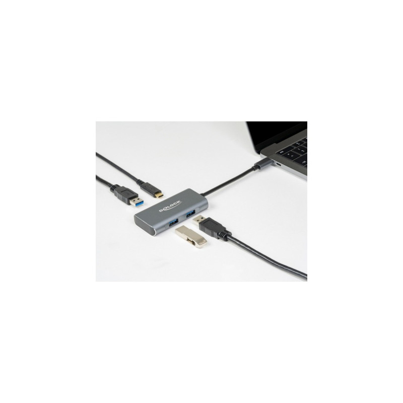 DeLOCK Externer USB 3.2 Gen 2 USB Type-C Hub, USB-Hub(grau, USB-C)