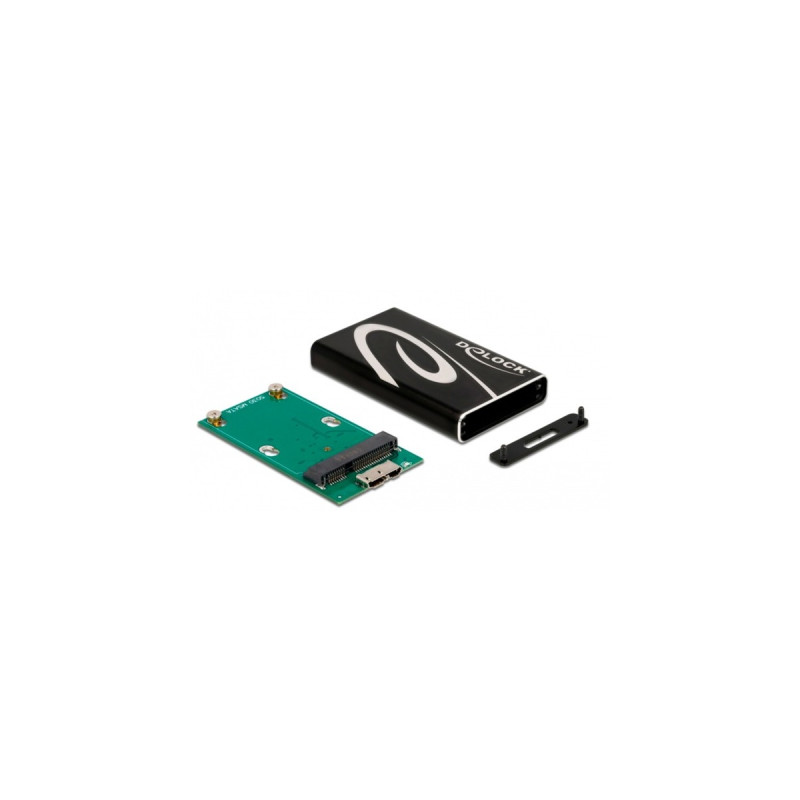 DeLOCK Externes Gehäuse SuperSpeed USB für mSATA SSD, Laufwerksgehäuse(schwarz)