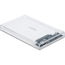 DeLOCK Externes Gehäuse für 2.5" SATA HDD / SSD mit USB Type-C Buchse, Laufwerksgehäuse(transparent)