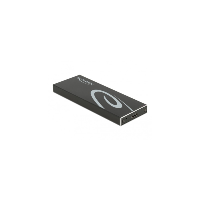DeLOCK Externes Gehäuse für M.2 SATA SSD, Laufwerksgehäuse(schwarz, mit USB Type-C Buchse)