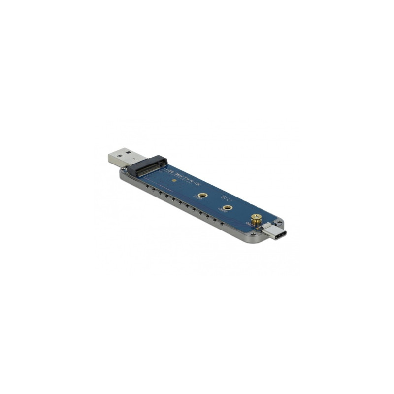 DeLOCK Externes Gehäuse für M.2 für M.2 NVMe PCIe SSD, Laufwerksgehäuse(silber, mit USB TypeC und Typ-A Stecker)