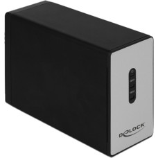 DeLOCK Externes USB 3.1 Type-C Gehäuse für 2 x 2.5″ SATA HDD / SSD, Laufwerksgehäuse(schwarz/grau, mit RAID)