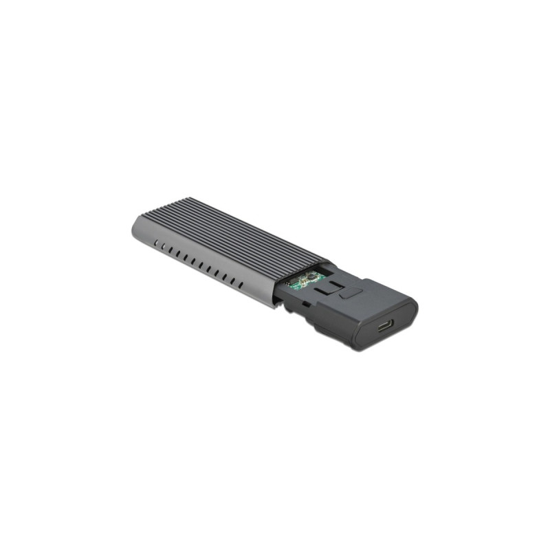 DeLOCK Externes USB Type-C Combo Gehäuse für M.2 NVMe PCIe oder SATA SSD, Laufwerksgehäuse(schwarz, werkzeugfrei)