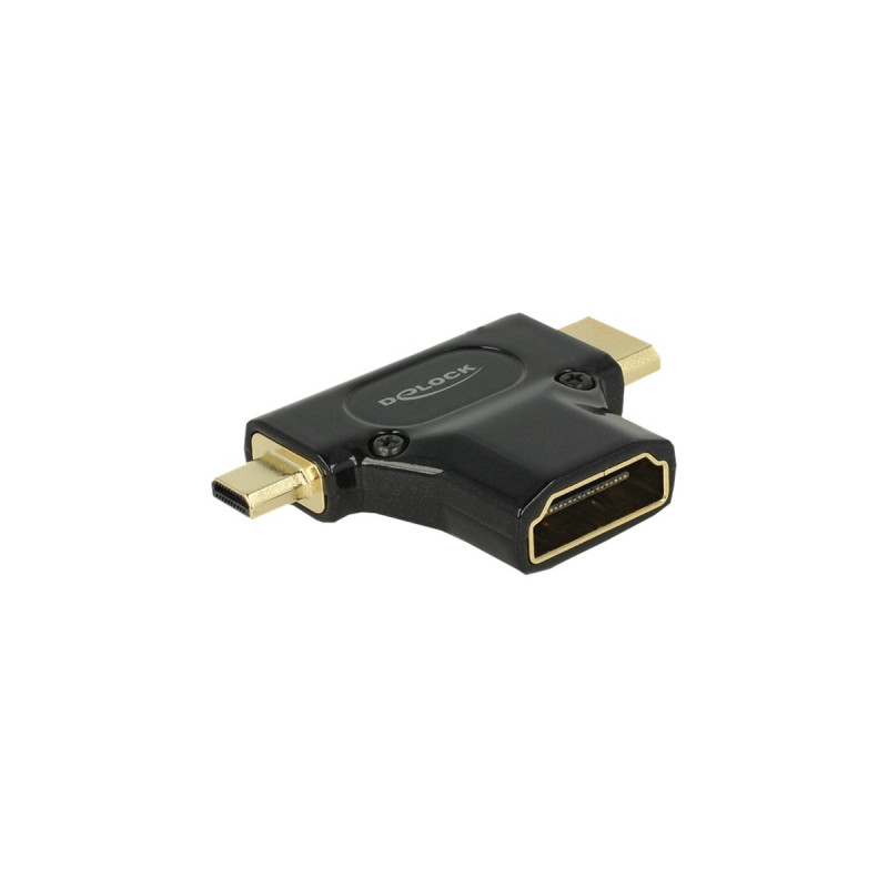 HDMI-Mini C + HDMI-Micro D Stecker, Adapter(schwarz, High Speed HDMI mit Ethernet)