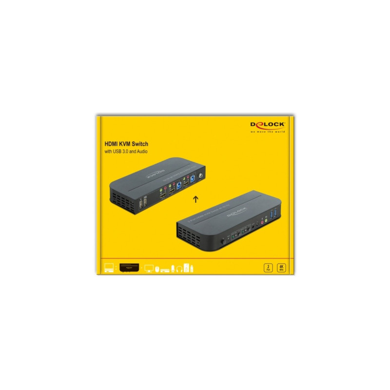 DeLOCK HDMI KVM Switch 4K 60 Hz mit USB 3.0 und Audio, KVM-Switch(schwarz)