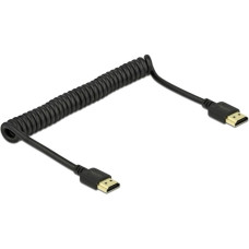 DeLOCK HDMI Spiralkabel 4K 60Hz(schwarz, 1,5 Meter)