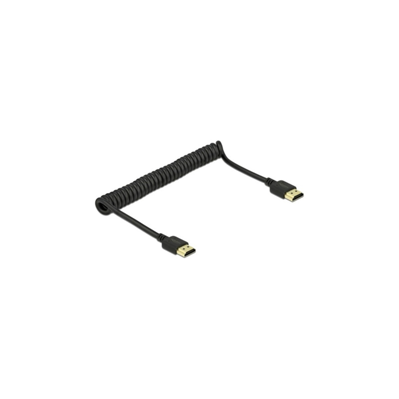 DeLOCK HDMI Spiralkabel 4K 60Hz(schwarz, 1,5 Meter)