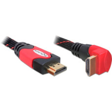 DeLOCK Highspeed HDMI mit Ethernet Kabel gewinkelt(schwarz/rot, 2 Meter)