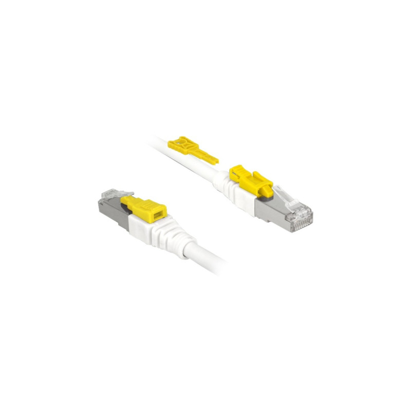 DeLOCK Kabel RJ45 Secure Cat.6A(weiß, 2 Meter, verriegelbar, LSOH Halogenfrei)