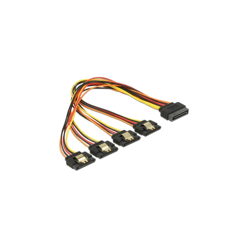 4x SATA 15Pin Buchse(schwarz/rot, 30cm)