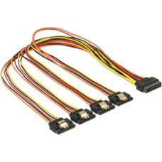 4x SATA 15Pin Buchse(schwarz/rot, 50cm)