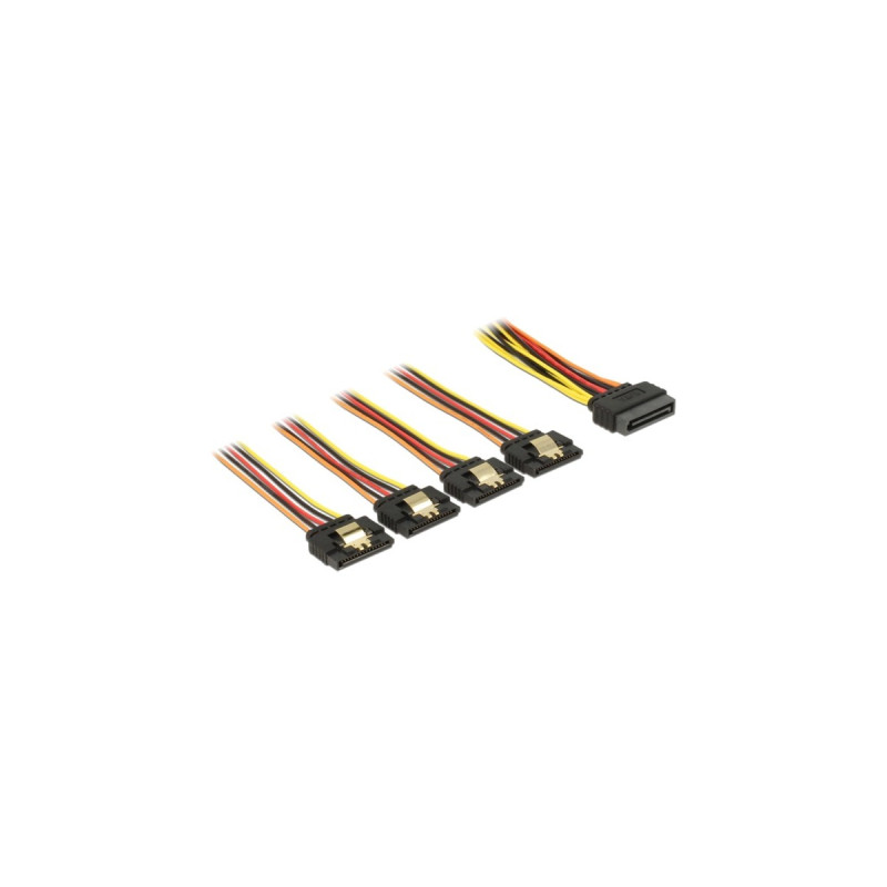 4x SATA 15Pin Buchse(schwarz/rot, 50cm)