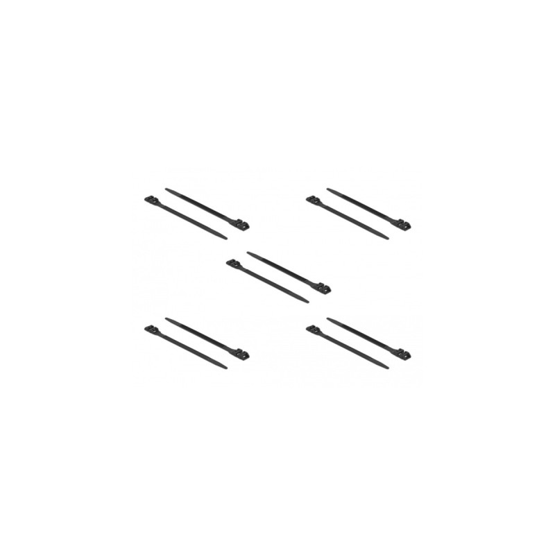 DeLOCK Kabelbinder mit Doppelkopf 190mm x 9mm(schwarz, 10 Stück)