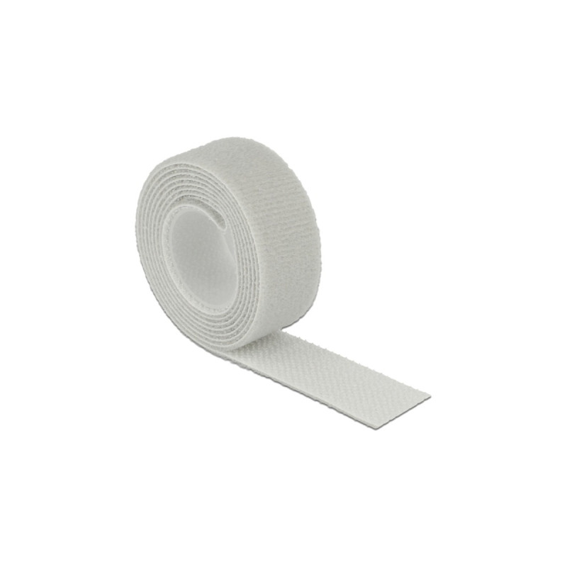 DeLOCK Klettband auf Rolle, 1 Meter x 20mm, Kabelbinder(grau)