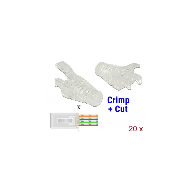 DeLOCK Knickschutz für RJ45 Crimp+Cut Stecker(transparent, 20 Stück)