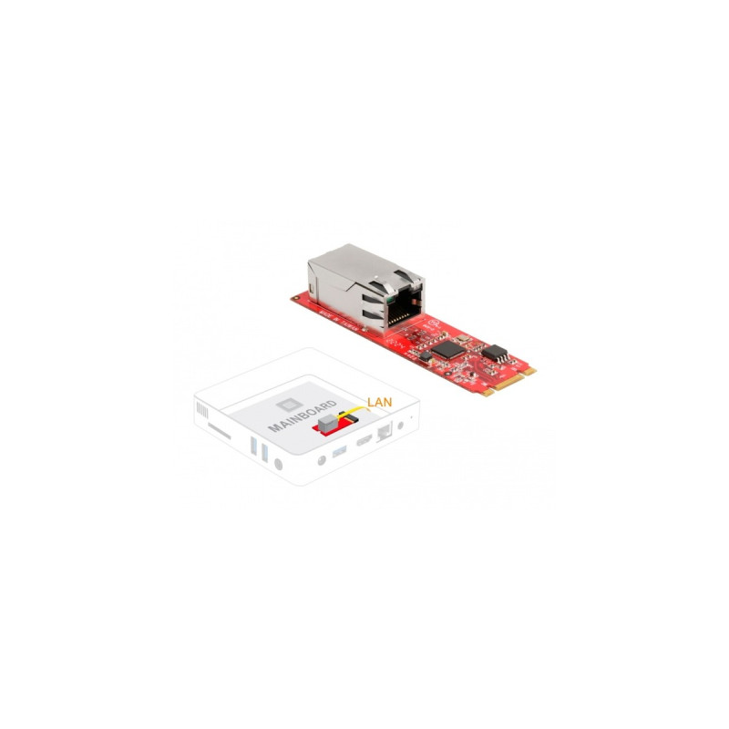 DeLOCK Konverter M.2 Key B+M Stecker zu 1 x RJ45 2,5 Gigabit LAN Port horizontal, LAN-Adapter