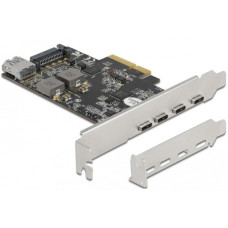 DeLOCK PCI Express x4 Karte zu 4 x USB Type-C + 1 x USB Typ-A - SuperSpeed USB 10 Gbps - Low Profile Formfaktor, USB-Controller