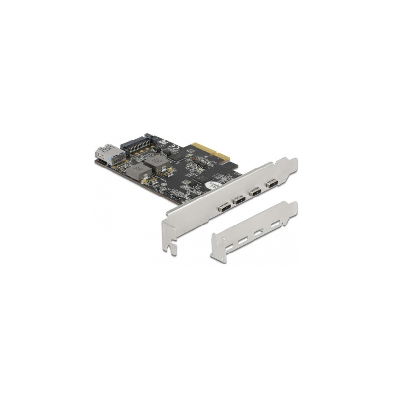 DeLOCK PCI Express x4 Karte zu 4 x USB Type-C + 1 x USB Typ-A - SuperSpeed USB 10 Gbps - Low Profile Formfaktor, USB-Controller