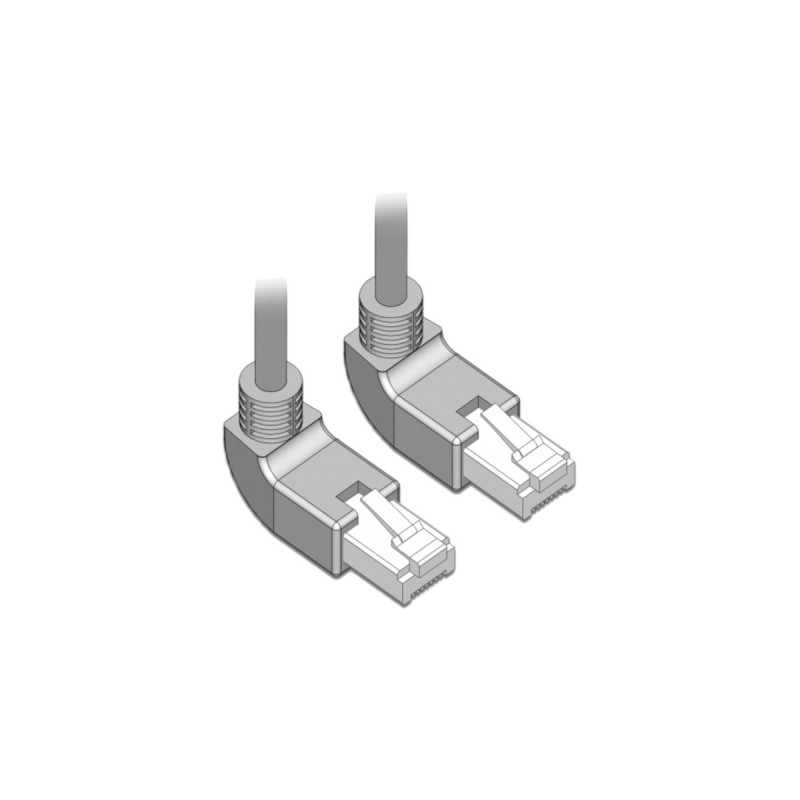 DeLOCK Patchkabel RJ45 Cat.6a S/FTP(grau, 50cm, gewinkelte Stecker 2x oben)