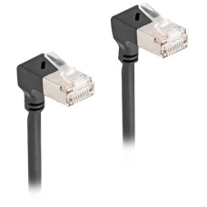 DeLOCK Patchkabel RJ-45 Cat.6a S/FTP, Slim 90° gewinkelt(schwarz, 1 Meter, nach oben abgewinkelte Stecker)