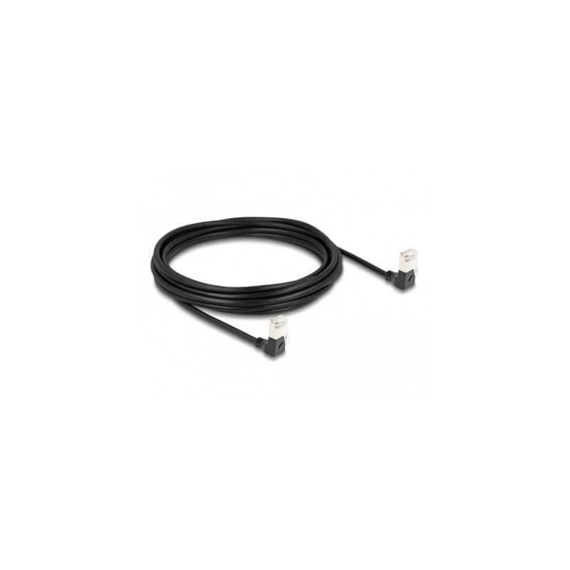 DeLOCK Patchkabel RJ-45 Cat.6a S/FTP, Slim 90° gewinkelt(schwarz, 5 Meter, nach oben abgewinkelte Stecker)