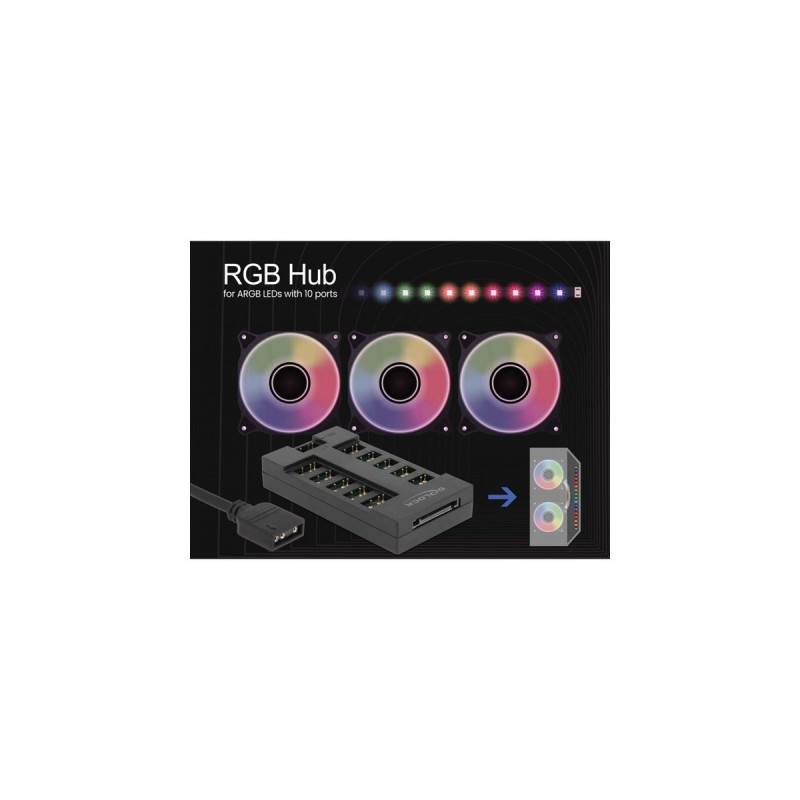 DeLOCK RGB Hub für ARGB LEDs mit 10 Ports(schwarz)