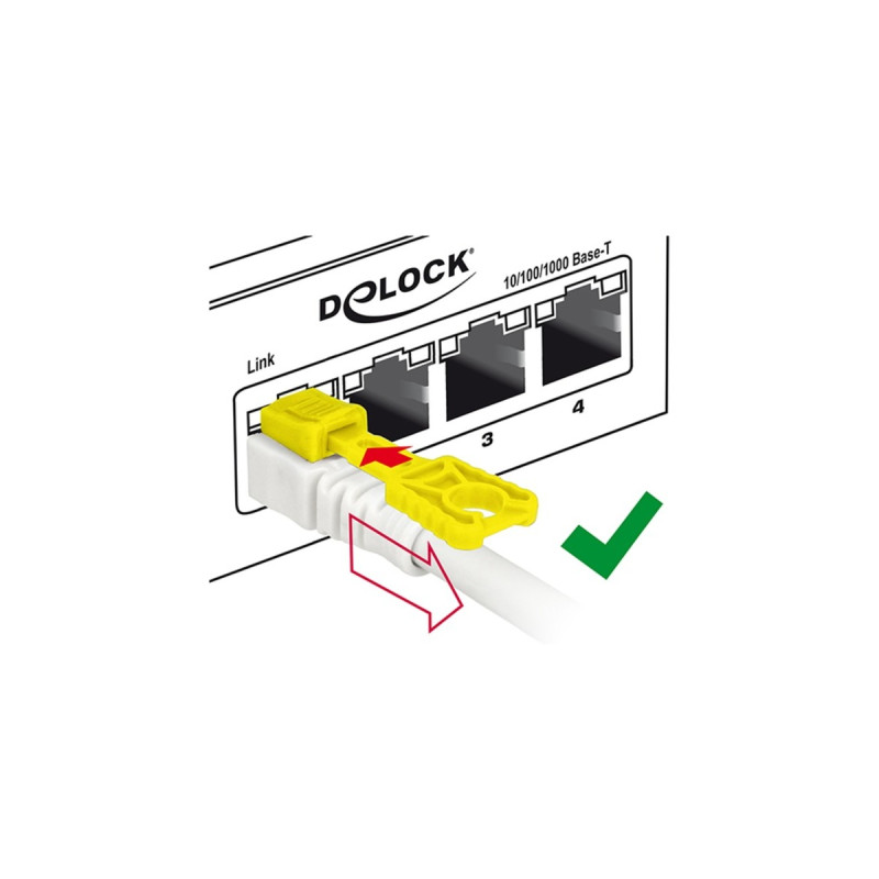 DeLOCK RJ45 Secure Cat. 6A, Kabel(weiß, 1 Meter, verriegelbar, LSOH Halogenfrei)