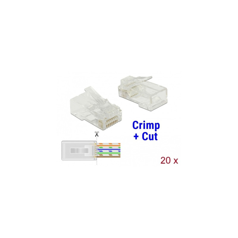 DeLOCK RJ-45 Crimp+Cut Stecker Cat.5e UTP(transparent, 20 Stück)