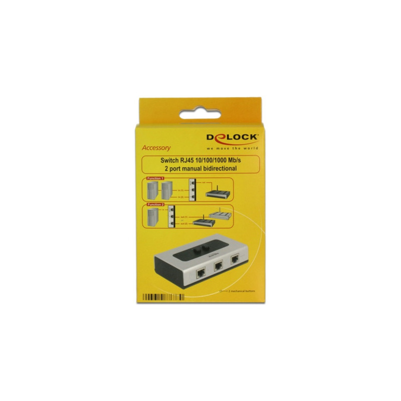 DeLOCK RJ-45 Umschalter, Switch(grau/schwarz, 2-Port, manuell, bidirektional)